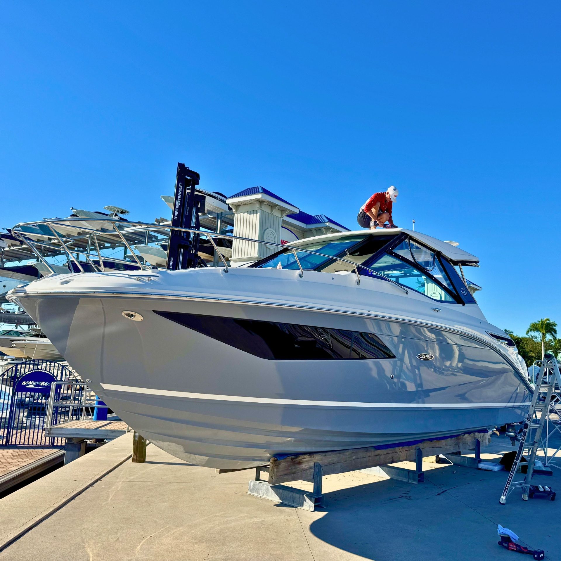 Sea Ray buffed to a mirror finish.